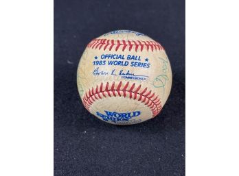 1983 World Series Baltimore Orioles Autographed Baseball (HOF'ers Cal Ripken, Eddie Murray, Jim Palmer)