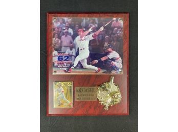 Mark McGwire Breaks Roger Maris Record Plaque With Card And Photo
