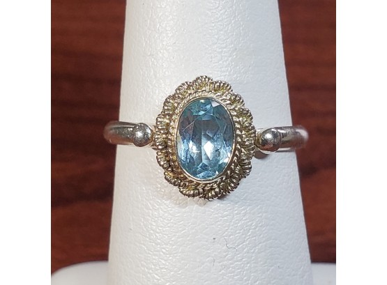 Sterling Silver Oval 7x5mm Blue Topaz Ring