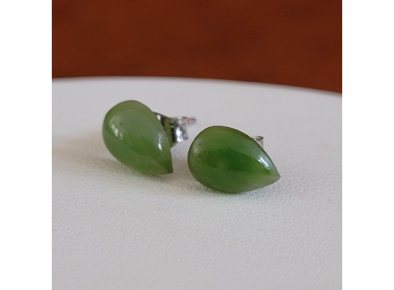 Pear Shape Green Stone Stud Earrings