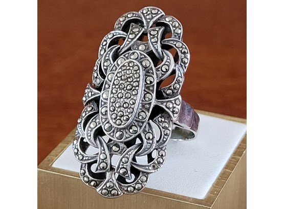 Large Sterling Silver Marcasite Ring