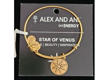 NWT Alex And Ani Russian Gold Charm Bangle 'star Of Venus'