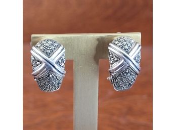 Sterling Silver Marcasite Clip Back Earrings
