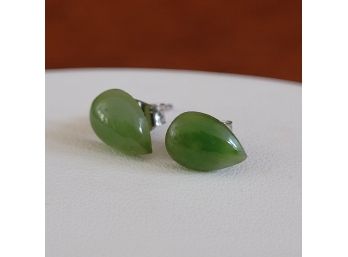 Pear Shape Green Stone Stud Earrings