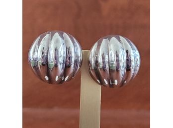 Sterling Silver Round Domed Clip Earrings