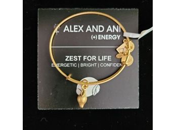 NWT Alex And Ani Russian Gold Charm Bangle 'zest For Life'