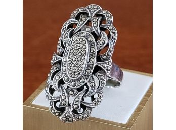 Large Sterling Silver Marcasite Ring
