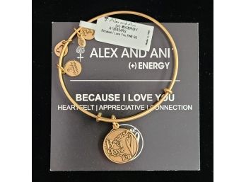 NWT Alex And Ani Russian Gold Charm Bangle 'because I Love You'