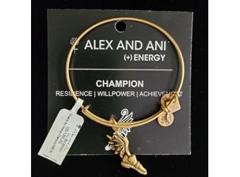NWT Alex And Ani Russian Gold Charm Bangle 'champion'