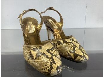 Peruzzi Leather Factory Italy Snake Skin Shoes Size 37.5
