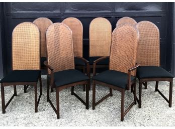 MILO BAUGHMAN For DIRECTIONAL Walnut Caned Back Dining Chairs