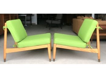 Pair Of Refinished And Reupholstered PETIT DUX Lounge Chairs Made In Sweden