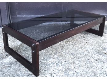 PERCIVAL LAFER Rosewood & SMOKED Glass Coffee Table
