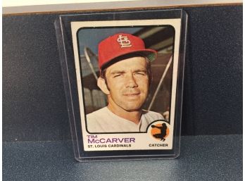 Vintage Topps 1973 Tim McCarver St. Louis Cardinals Baseball Card.