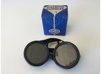 Vintage Steampunk Excelolite Welding Goggles In Original Box. New Old Stock.