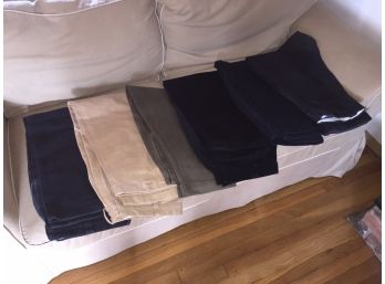 Six (6) Pair Of Men's Chino Pants. Five (5) Land's End And One (1) Dockers. Sizes 35x30 And 36 X 30.