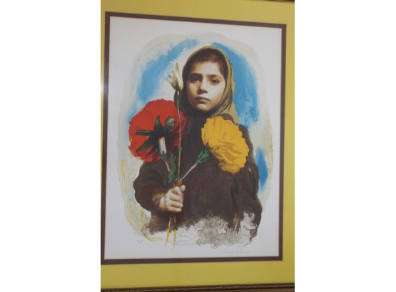 Sandu Liberman Artist Proof - Girl With Flowers