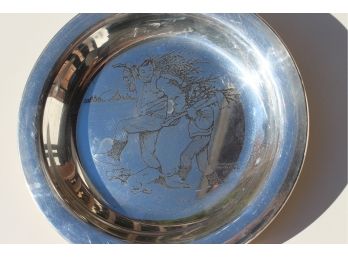 Sterling Bringing Home The Tree Rockwell Plate By FRANKLIN MINT 1970