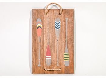 Colorful Oars Painting On Wooden Plank