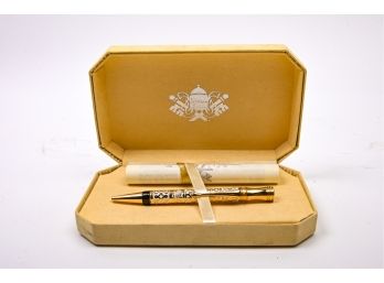 Vintage Gold Mechanical Pencil And Scroll In Yellow Gift Box