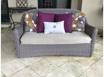 Fabulous High Quality Resin Wicker Sofa With All Pillows & Cushions Shown - Nicely Oversized - GREAT PIECE !