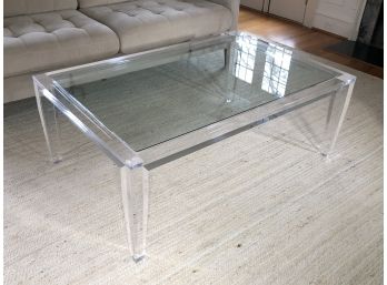 Spectacular $5,900 Lucite & Glass Cocktail Table - Purchased One Year Ago At The D & D Building In NYC