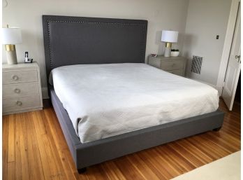 Fabulous King Size Bed Frame - NO MATTRESS - NO BOX - NO LINENS - You Are Bidding On JUST THE GRAY BED