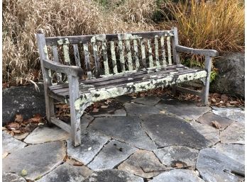 Fantastic Large Teak Bench By GLOSTER - Made In England - Classic English Garden Style - Amazing Mossy Patina