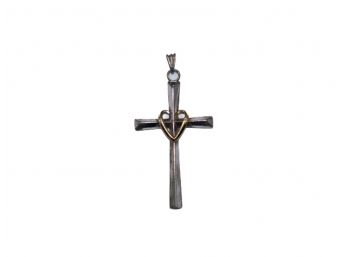 10k Gold And 925 Silver Crucifix Pendant