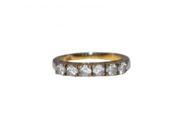 Yellow Gold Over 925 Silver Chanel Style Ring With White Clear Stones - Size 7