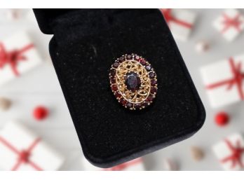 18k Gold & Garnet Ring With Appraisal- Size 7.5 - Retail $1,700