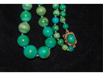 14kt Gold And Graduated Turquoise Necklace With Appraisal - Retail $700