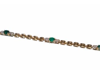 14k Gold With Emerald And Diamonds