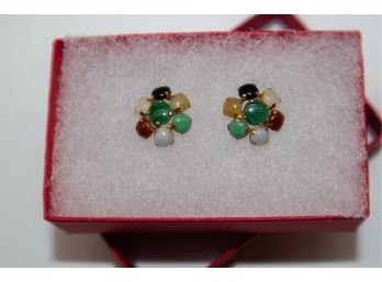 14k Gold Jade Earrings