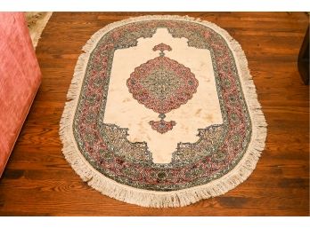 Oval Oriental Area Rug In Beige And Red