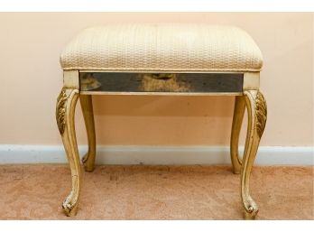 French Provincial-Style Vanity Stool With Cabriole Legs