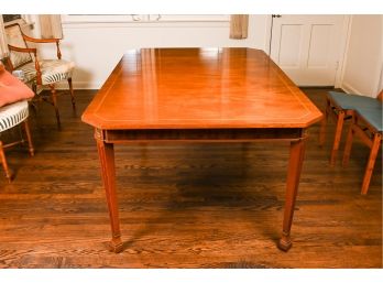 Antique Polished Oak Topped Dining Table With Carved Legs