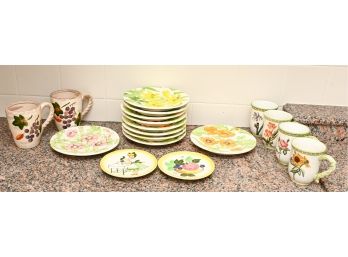 Collection Of Ceramic Plates & Mugs, Some Hand-Painted