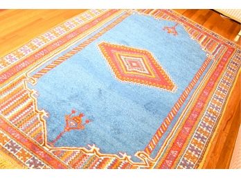 Turquoise & Orange Central Asian Style Area Rug