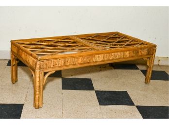Vintage Bamboo And Wicker Coffee Table
