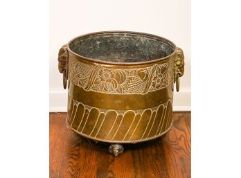 Antique Circular Adams Style Brass Coal Bucket