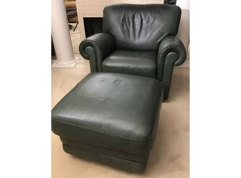 NATUZZI Leather Chair And Ottoman