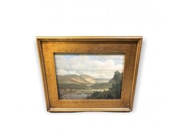 Gilt Framed Mountain Lanscape Painting Signed By Artist