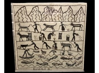 Handmade Framed Peruvian Tapestry Signed By Artist