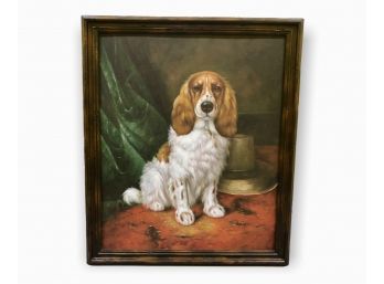 Framed Portrait Painting Of A Basset Hound Condition: Good Dimensions: 22.5'W X 27'H