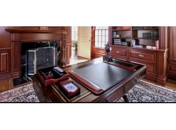 Beautiful Leather Inlay Office Desk Handmade By Trosby Furniture