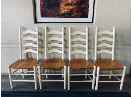 Vintage Painted White Vintage Ladder Back Chairs (4ct)