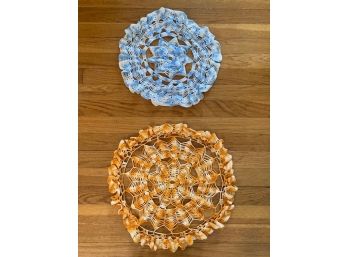 Pair Of Mid-century Hand-crocheted Doilies