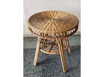 Vintage Wicker/rattan Around Side Table