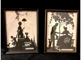 Pair Of Framed 1929 Buckbee Brem Black And White Silhouette Pictures